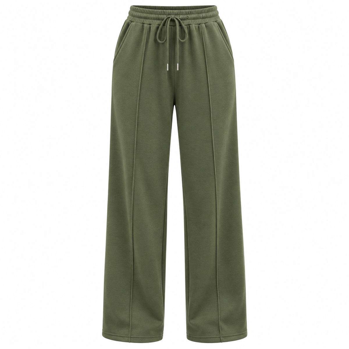 Jogger Bota Recta — tela perchada y ajuste relajado — color verde-militar [ca-cor:verde-militar]