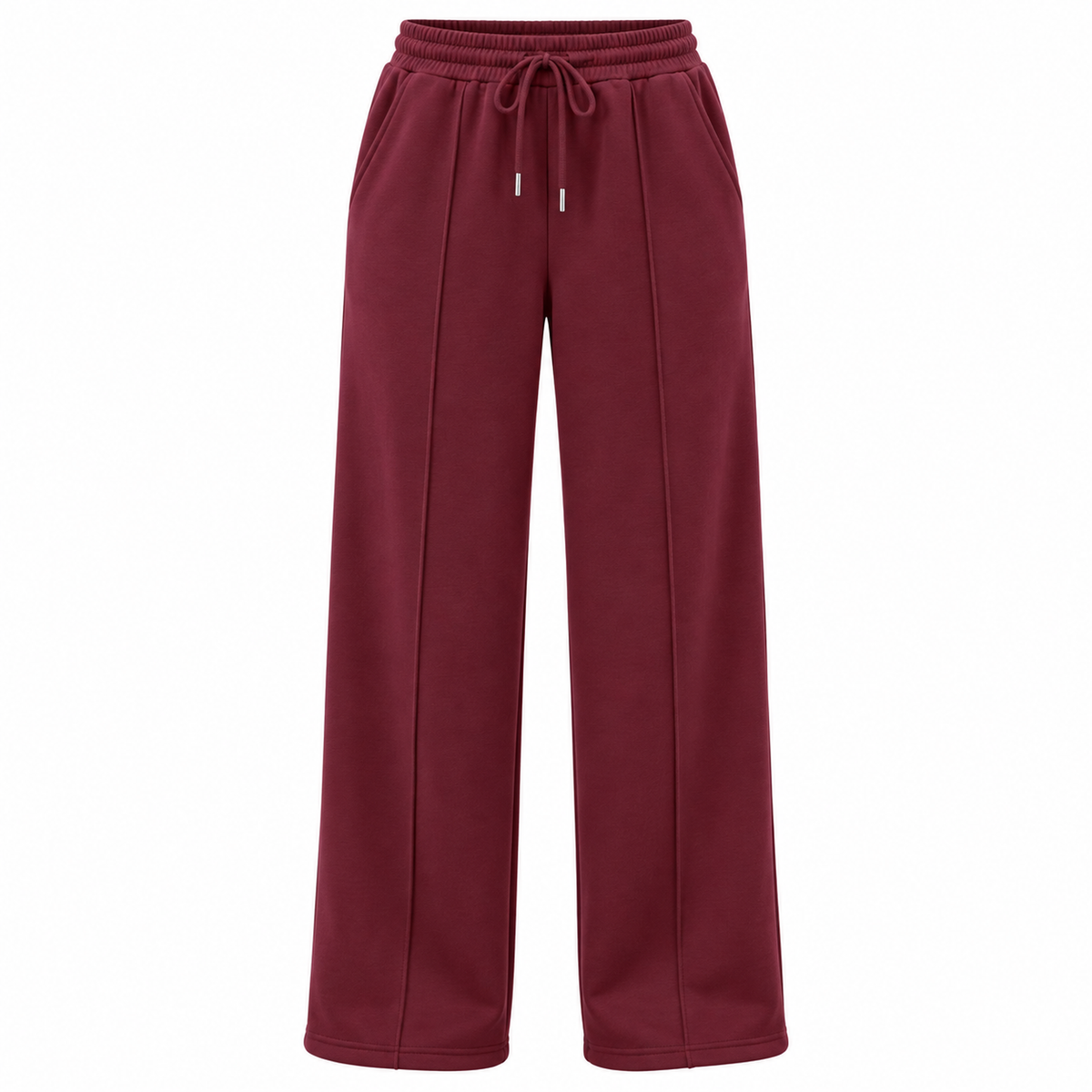 Jogger Bota Recta — tela perchada y ajuste relajado — color vinotinto [ca-cor:vinotinto]
