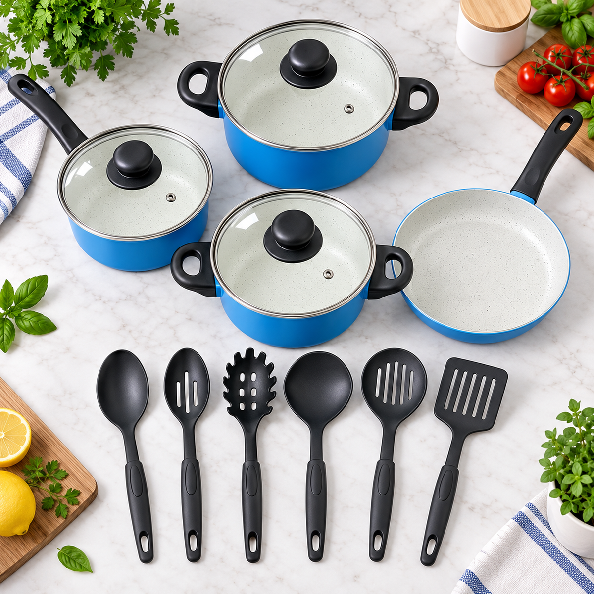 Set de Ollas y Utensilios 13 Piezas — mango ergonómico — imagen 16