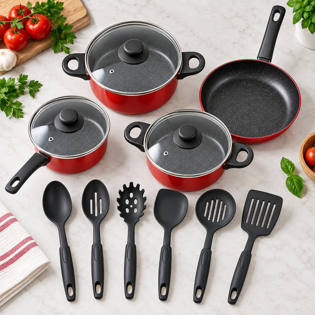 Set de Ollas y Utensilios 13 Piezas — mango ergonómico — imagen 19