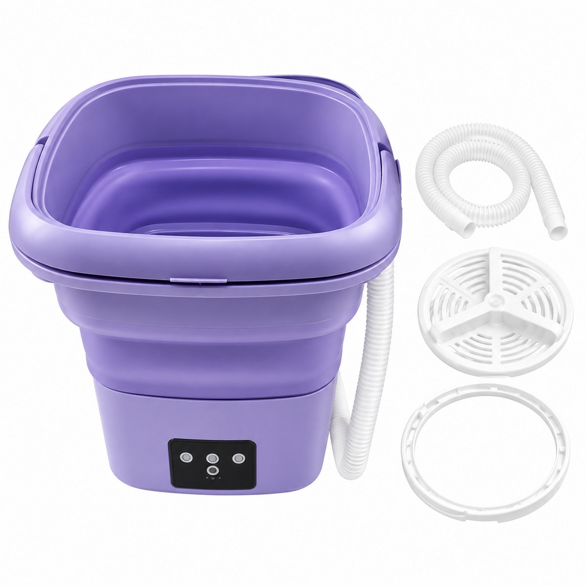 Lavadora Plegable Morada con Cable y Accesorios — imagen 5