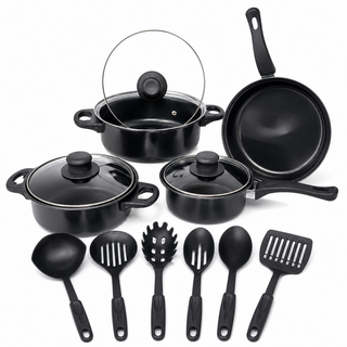 Set de Ollas y Utensilios 13 Piezas — mango ergonómico
