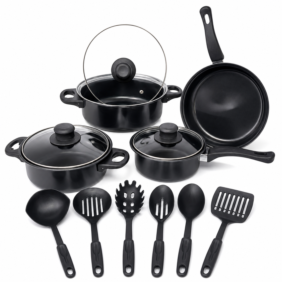 Set de Ollas y Utensilios 13 Piezas — mango ergonómico
