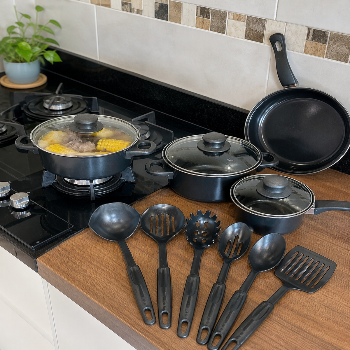 Set de Ollas y Utensilios 13 Piezas — mango ergonómico — imagen 2
