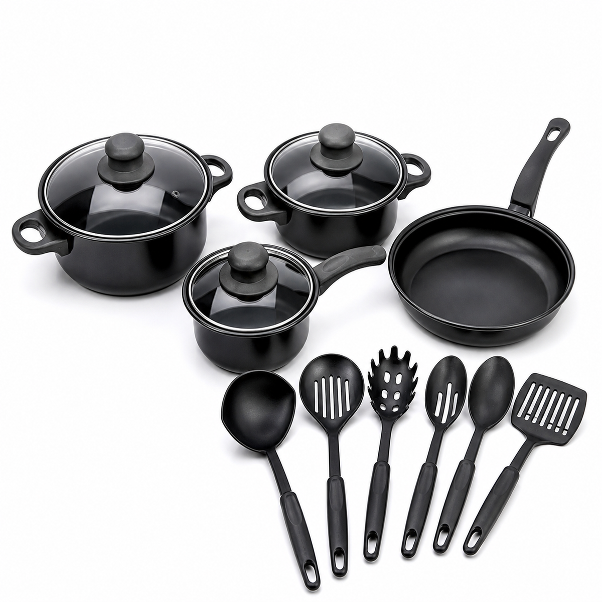 Set de Ollas y Utensilios 13 Piezas — mango ergonómico