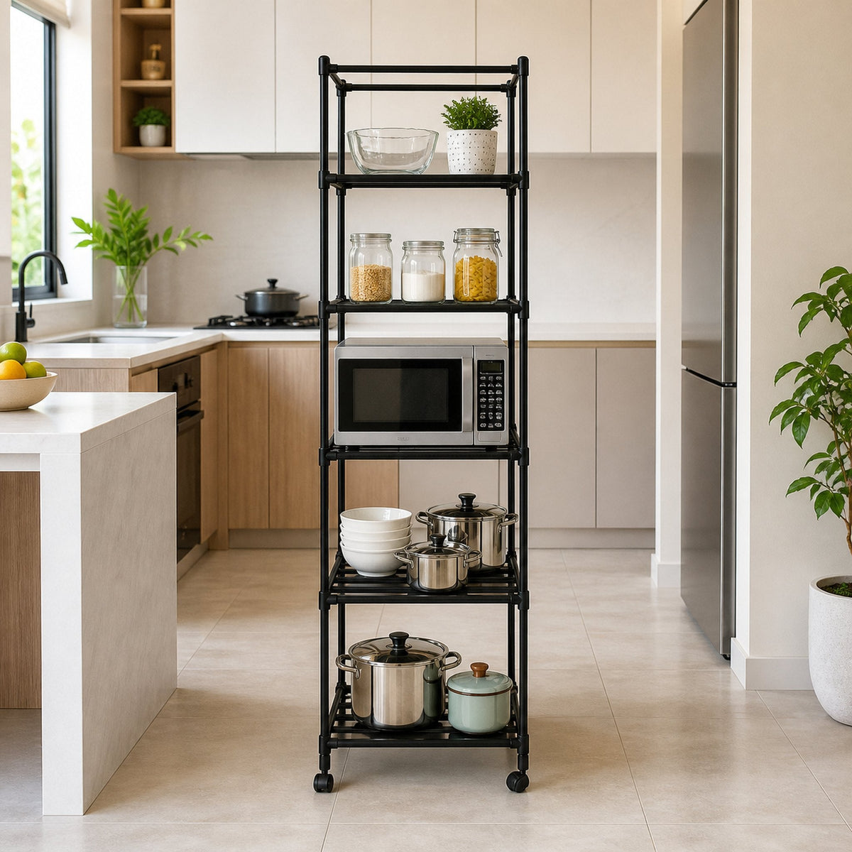 Estante de Cocina 5 Niveles con Ruedas — 147 cm de alto