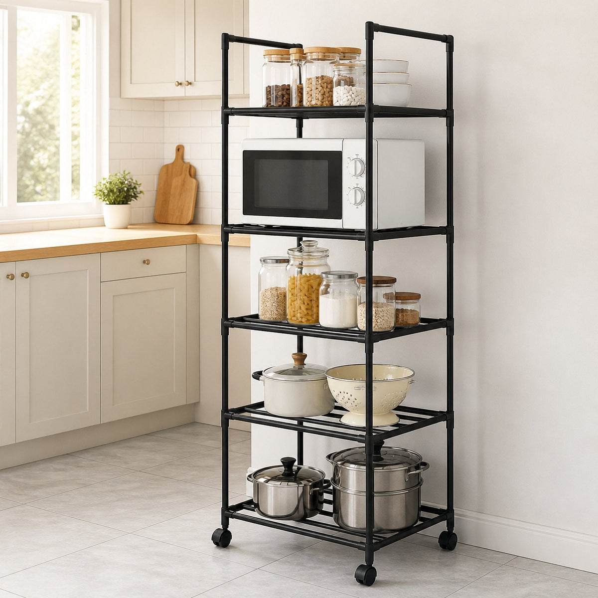 Estante de Cocina 5 Niveles con Ruedas — 147 cm de alto