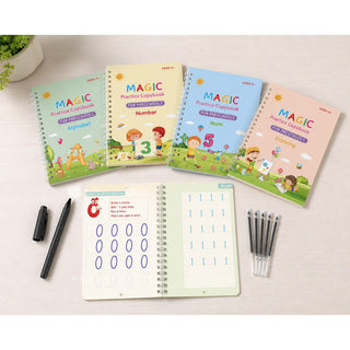 Kit de Caligrafía Mágica — 4 cuadernos reutilizables y 10 minas