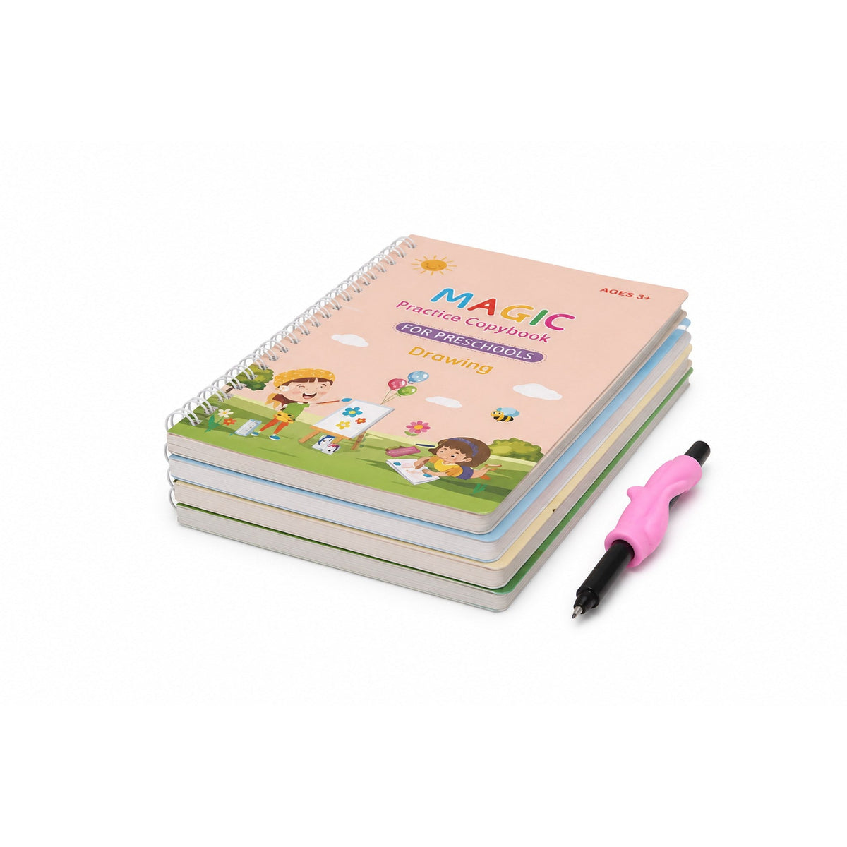 Kit de Caligrafía Mágica — 4 cuadernos reutilizables y 10 minas