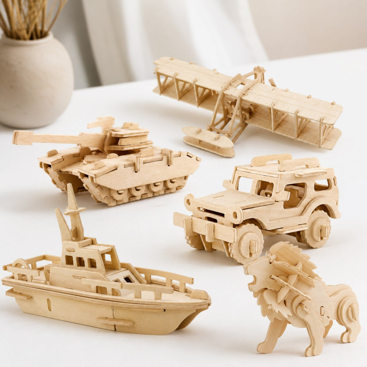 10 Rompecabezas 3D en Madera — más de 30 modelos posibles