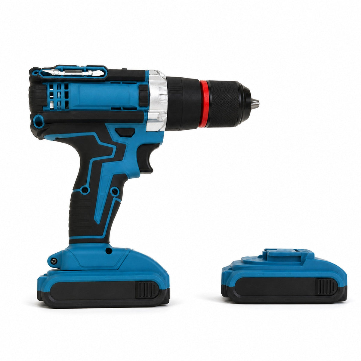 Taladro Percutor Inalámbrico 48V — 2 baterías 5.0Ah, 6 brocas y 9 copas — 04-detalle
