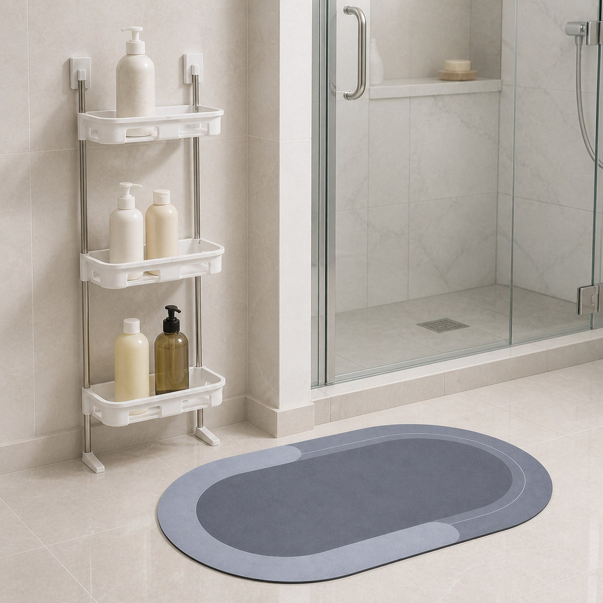 Combo Baño: Organizador 3 Niveles + Tapete Absorbente — 03-beneficio