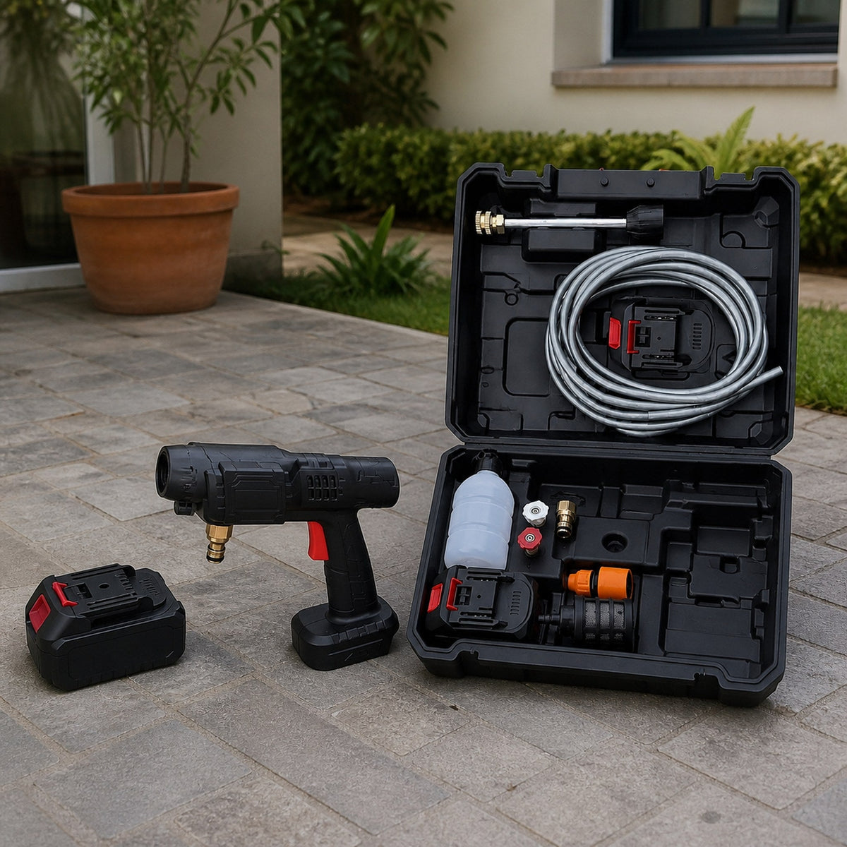 Combo Hidrolavadora Inalámbrica 48 V + Destornillador Eléctrico — 02-contexto
